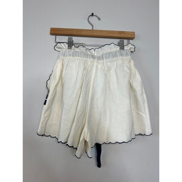 NWT Carolina K Neptune Self-Tie Shorts White & Navy Midnight Waves - Picture 7 of 8